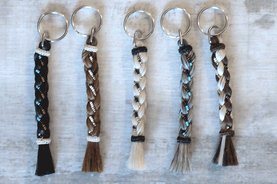 French Braid Horsehair Key Ring with Beads