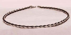 Black and White French Braid Horse Hair Choker Necklace