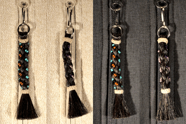 Black French Braid Zipper Pull with Beads