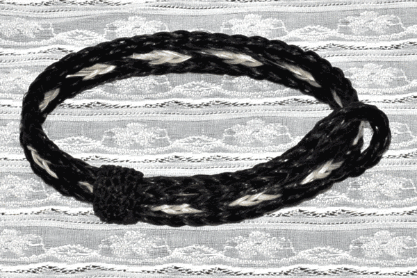 Black and White Adjustable Loop 3 Strand Horse Hair Bracelet