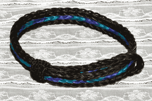 Black, Turquoise and Purple Adjustable Loop 3 Strand Horse Hair Bracelet