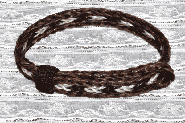 Brown, Black and White Adjustable Loop 3 Strand Horse Hair Bracelet