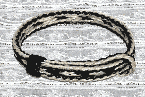 White and Black Adjustable Loop 3 Strand Horse Hair Bracelet