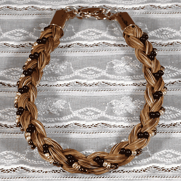 Sorrel French Braid with Beads Horse Hair Bracelet