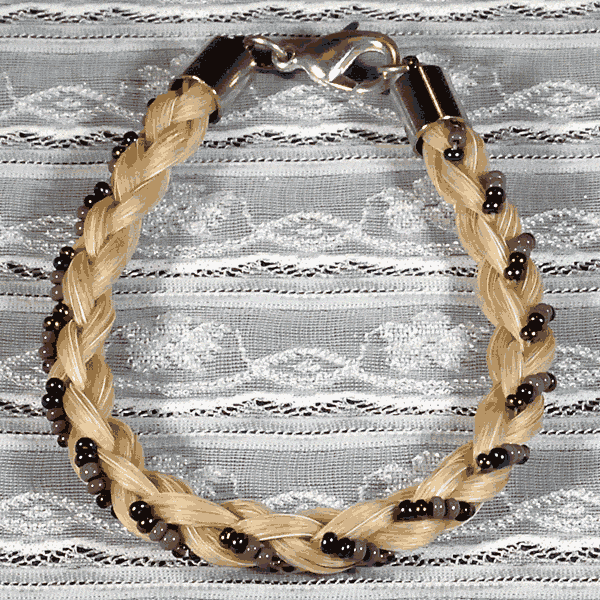 White French Braid with Beads Horse Hair Bracelet