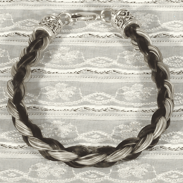 Black and Grey French Braid Horse Hair Bracelet