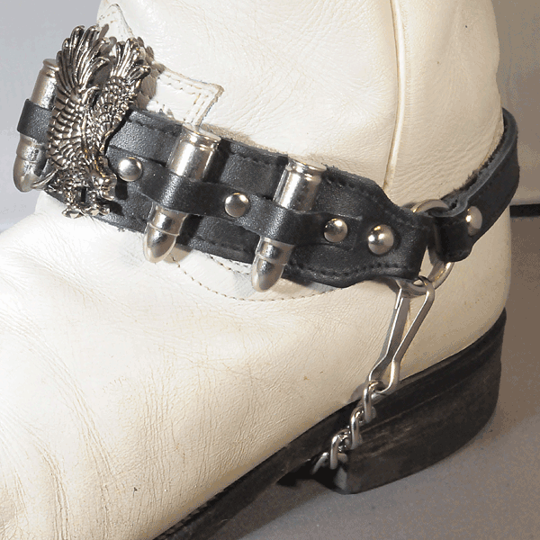 NEW Leather Boot Chains Bracelets Silver Studs  USA Brown Buckle Fastener 