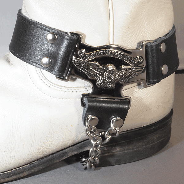 Black Leather Boot Strap with American Cowboy Eagle Coupling