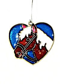 Blue Horse Head Heart Suncatcher