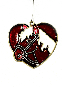 Red Horse Head Heart Suncatcher